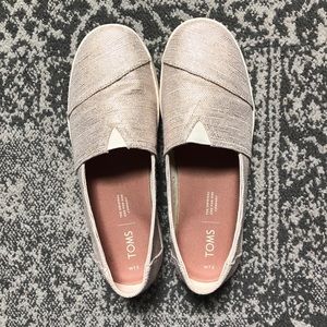 TOMS Avalon Woven Metallic Rose Gold Slip On Shoes